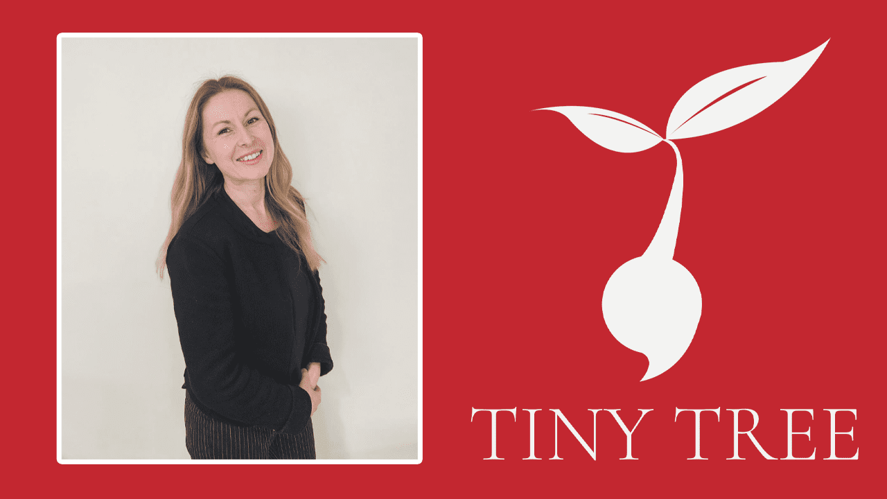 Photo of author Laura Diebelius with the Tiny Tree logo